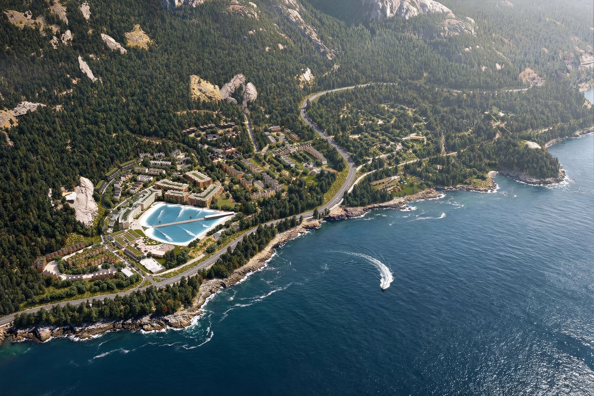 Aerial view of surf park